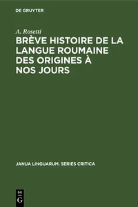 Brève histoire de la langue roumaine des origines à nos jours_cover