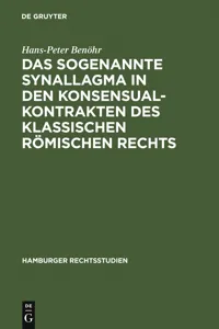 Das sogenannte Synallagma in den Konsensualkontrakten des klassischen römischen Rechts_cover