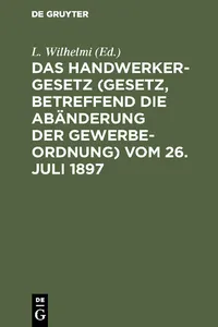 Das Handwerkergesetz vom 26. Juli 1897_cover