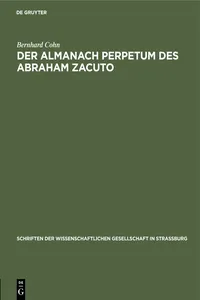 Der Almanach perpetum des Abraham Zacuto_cover