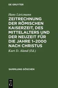 Zeitrechnung der römischen Kaiserzeit, des Mittelalters und der Neuzeit für die Jahre 1–2000 nach Christus_cover