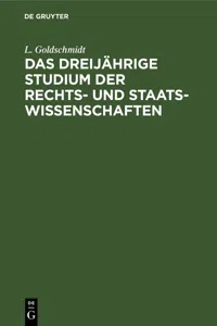 Das dreijährige Studium der Rechts- und Staats-Wissenschaften_cover