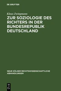 Zur Soziologie des Richters in der Bundesrepublik Deutschland_cover