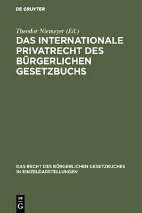 Das internationale Privatrecht des Bürgerlichen Gesetzbuchs_cover