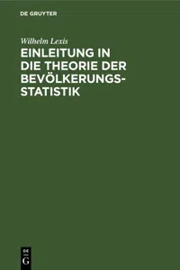 Einleitung in die Theorie der Bevölkerungsstatistik_cover