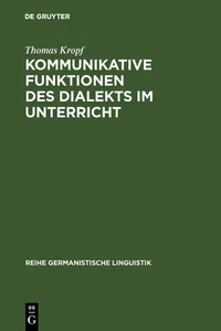 Kommunikative Funktionen des Dialekts im Unterricht_cover