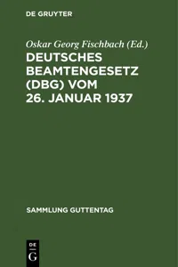 Deutsches Beamtengesetz vom 26. Januar 1937_cover