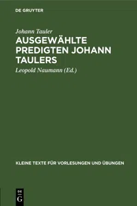 Ausgewählte Predigten Johann Taulers_cover