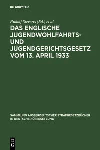 Das englische Jugendwohlfahrts- und Jugendgerichtsgesetz vom 13. April 1933_cover