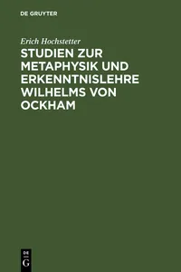 Studien zur Metaphysik und Erkenntnislehre Wilhelms von Ockham_cover