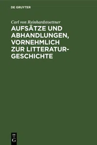 Aufsätze und Abhandlungen, vornehmlich zur Litteraturgeschichte_cover