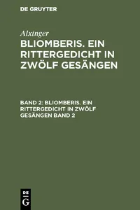 Alxinger: Bliomberis. Ein Rittergedicht in zwölf Gesängen. Band 2_cover