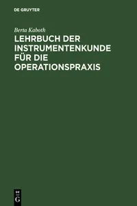 Lehrbuch der Instrumentenkunde für die Operationspraxis_cover