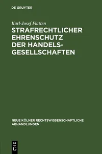 Strafrechtlicher Ehrenschutz der Handelsgesellschaften_cover