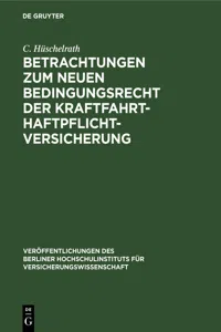 Betrachtungen zum neuen Bedingungsrecht der Kraftfahrt-Haftpflichtversicherung_cover