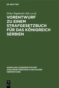 Vorentwurf zu einem Strafgesetzbuch für das Königreich Serbien_cover