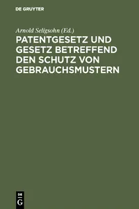 Patentgesetz und Gesetz betreffend den Schutz von Gebrauchsmustern_cover