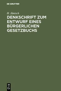 Denkschrift zum Entwurf eines Bürgerlichen Gesetzbuchs_cover