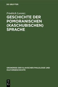 Geschichte der pomoranischen Sprache_cover