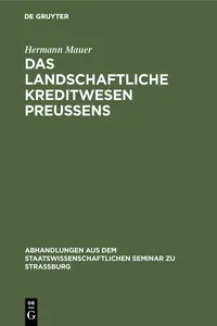 Das landschaftliche Kreditwesen Preussens_cover