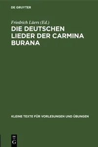 Die deutschen Lieder der Carmina Burana_cover