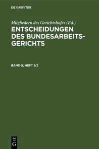 Entscheidungen des Bundesarbeitsgerichts. Band 5, Heft 1/2_cover