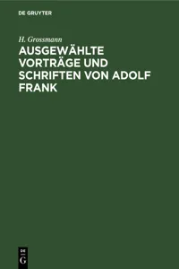 Ausgewählte Vorträge und Schriften von Adolf Frank_cover