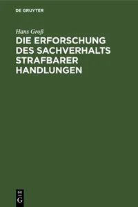 Die Erforschung des Sachverhalts strafbarer Handlungen_cover