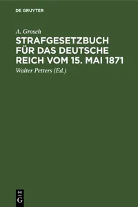 Strafgesetzbuch für das Deutsche Reich vom 15. Mai 1871_cover