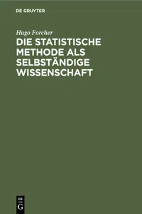 Die statistische Methode als selbständige Wissenschaft_cover