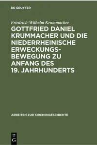 Gottfried Daniel Krummacher und die niederrheinische Erweckungsbewegung zu Anfang des 19. Jahrhunderts_cover