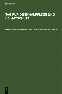 Denkmalpflege und Heimatschutz im Wiederaufbau der Nation_cover