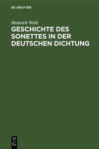 Geschichte des Sonettes in der Deutschen Dichtung_cover