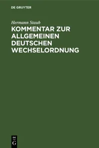 Kommentar zur Allgemeinen Deutschen Wechselordnung_cover