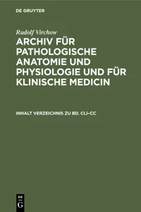 Inhalt Verzeichnis zu Bd. CLI–CC_cover