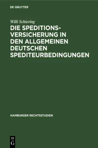 Die Speditionsversicherung in den Allgemeinen Deutschen Spediteurbedingungen_cover