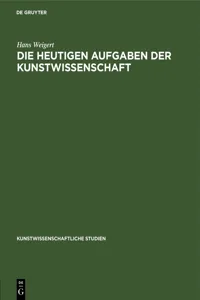 Die Heutigen Aufgaben der Kunstwissenschaft_cover