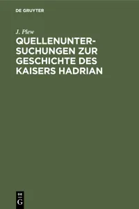 Quellenuntersuchungen zur Geschichte des Kaisers Hadrian_cover