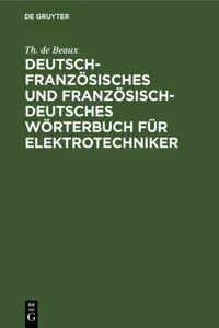 Deutsch-französisches und französisch-deutsches Wörterbuch für Elektrotechniker_cover