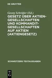 Gesetz über Aktiengesellschaften und Kommanditgesellschaften auf Aktien (Aktiengesetz)_cover