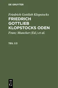 Friedrich Gottlieb Klopstocks: Friedrich Gottlieb Klopstocks Oden. Teil 1/2_cover