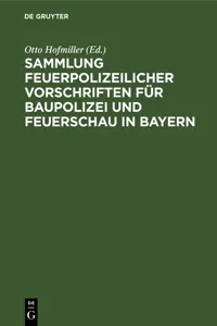 Sammlung feuerpolizeilicher Vorschriften für Baupolizei und Feuerschau in Bayern_cover