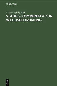 Staub's Kommentar zur Wechselordnung_cover