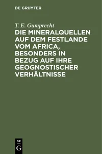 Die Mineralquellen auf dem Festlande vom Africa, besonders in Bezug auf ihre geognostischer Verhältnisse_cover