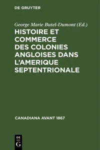 Histoire et commerce des colonies angloises dans l'Amerique Septentrionale_cover