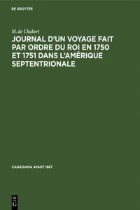 Journal d'un voyage fait par ordre du roi en 1750 et 1751 dans l'Amérique septentrionale_cover