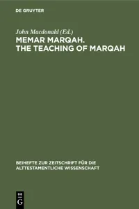 Memar Marqah. The Teaching of Marqah_cover