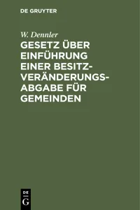 Gesetz über Einführung einer Besitzveränderungsabgabe für Gemeinden_cover