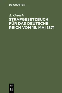 Strafgesetzbuch für das Deutsche Reich vom 15. Mai 1871_cover