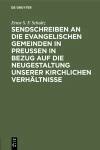 Sendschreiben an die evangelischen Gemeinden in Preußen in Bezug auf die Neugestaltung unserer kirchlichen Verhältnisse_cover